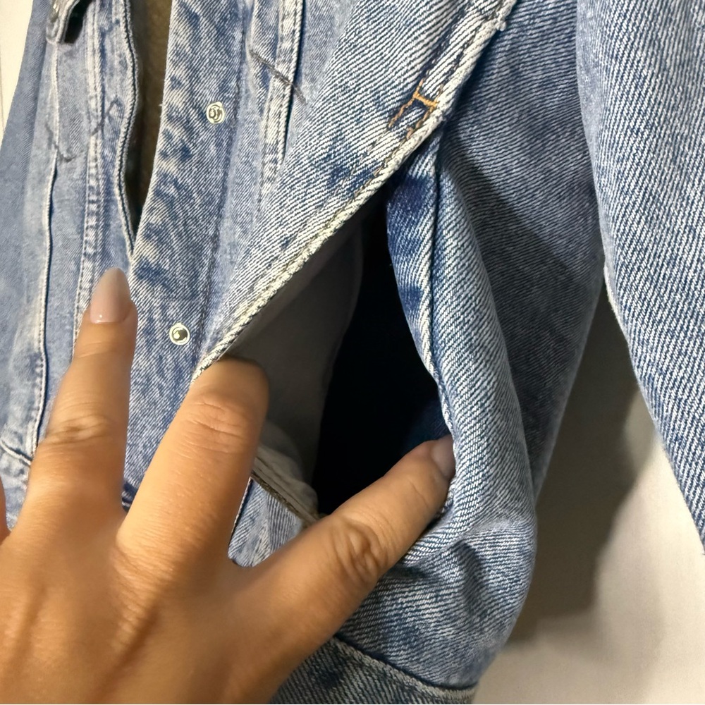 Zara Blue Sherpa-Lined Denim Jacket - Picture 5 of 6